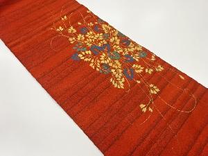 本場筑前博多草葉に縞模様織出し名古屋帯